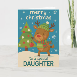 Kerstkaart met rendier voor dochter kaart