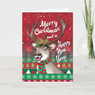 Kerstkaart met rendieren om aan te passen feestdagen kaart