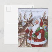 Kerstkaart met rendieren van kerstman uit grootmoe feestdagenkaart (Voorkant / Achterkant)