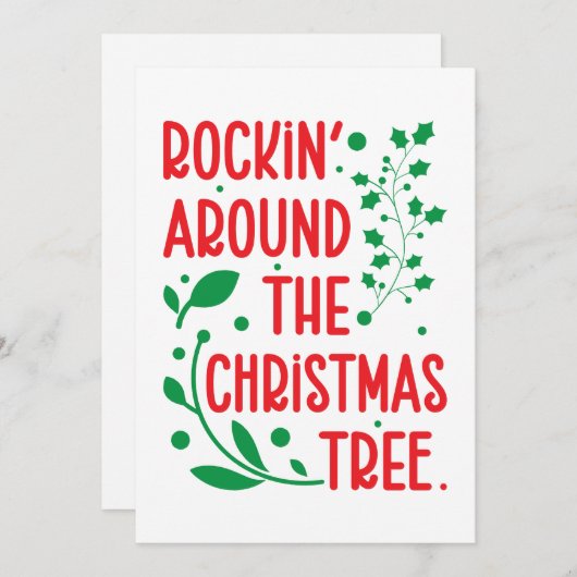 Kerstkaart met Rockin 'Around The Christmas Tree (Voorkant / Achterkant)