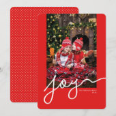 Kerstkaart met rode achtergrond en gepersonaliseer (Voorkant / Achterkant)