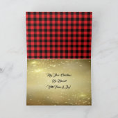 Kerstkaart met rode en zwarte hertenbok in geruit feestdagen kaart (Binnen)