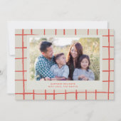 Kerstkaart met rode geruite leuke foto kaart (Voorkant)