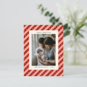 Kerstkaart met rode gestreepte ster foto (Staand voorkant)