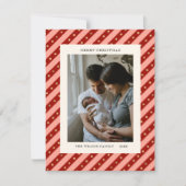 Kerstkaart met rode gestreepte ster foto (Voorkant)