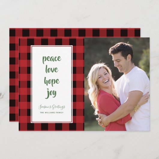 Kerstkaart met rode ruit (Voorkant / Achterkant)