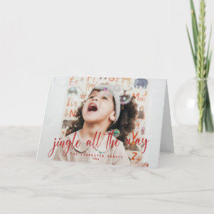 Kerstkaart met rode schrift Jingle All The Way 2 f Kaart