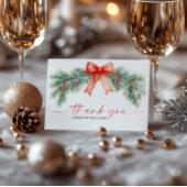 Kerstkaart met Rode Strik Vouwbare Bedankkaart