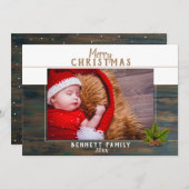 Kerstkaart met rustieke houten dennenboom (Voorkant / Achterkant)