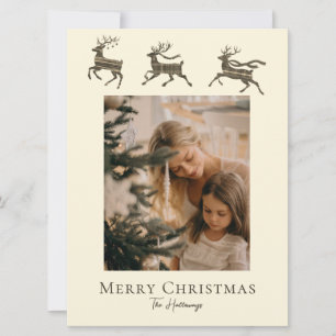 Kerstkaart met rustieke ruit Santa's rendier