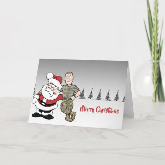 Kerstkaart met Santa en Amerikaanse Soldaat Kaart