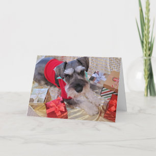 Kerstkaart met Santa Schnauzer Feestdagen Kaart
