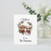 Kerstkaart met Schotse Hooglanders (Staand voorkant)