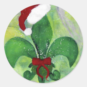 Kerstkaart met Sinterklaas Fleur de lis Ronde Sticker