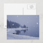 Kerstkaart met sneeuw aan zee briefkaart (Voorkant / Achterkant)