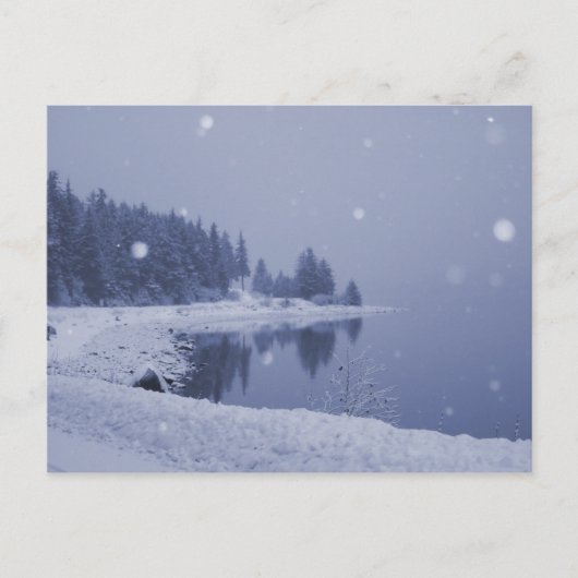 Kerstkaart met sneeuw aan zee briefkaart (Voorkant)