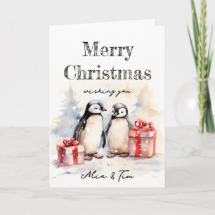 Kerstkaart met Sneeuwige Pinguïns Kaart