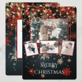 Kerstkaart met sneeuwvlokken en slingerlichtjes (Voorkant / Achterkant)