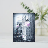 Kerstkaart met stadsverlichting feestdagenkaart (Staand voorkant)