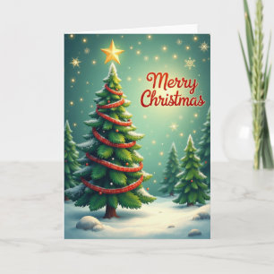 Kerstkaart met sterren en bokeh kaart