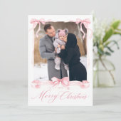 Kerstkaart met strik (Staand voorkant)