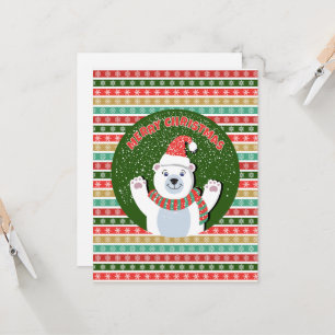 Kerstkaart met teddybeer om aan te passen