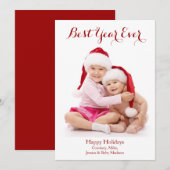 Kerstkaart met tekst 'Best Year Ever' (Voorkant / Achterkant)