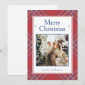 Kerstkaart met traditioneel geruit tartanmotief (Voorkant / Achterkant)