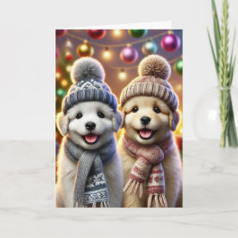 Kerstkaart met twee honden feestdagen kaart