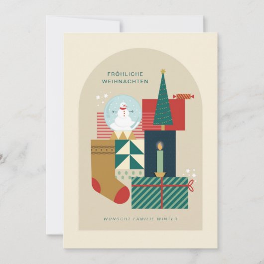 Kerstkaart met verschillende voorwerpen (Voorkant)