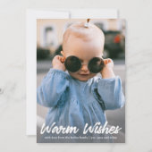 Kerstkaart met verticale foto en warme wensen (Voorkant)