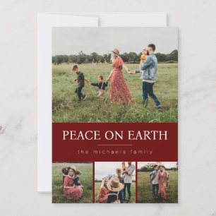 Kerstkaart met vier foto's collage - Rood