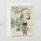 Kerstkaart met vintage aquarel Rottweiler hond (Voorkant)