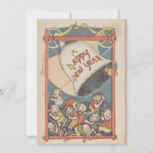 Kerstkaart met Vintage Bel Gelukkig Nieuwjaar