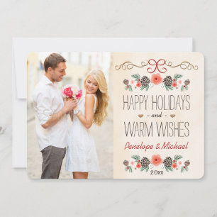 Kerstkaart met Vintage Bloemmotief en Denneappel F