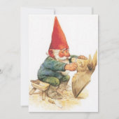 Kerstkaart met vintage kabouter die een hertenkop (Voorkant)