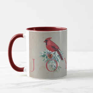 Kerstkaart met vintage kardinaal op maat mok