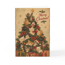 Kerstkaart met vintage kat | Purr-fect wonderlijk