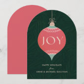 Kerstkaart met Vintage Ornament Joy (Voorkant / Achterkant)