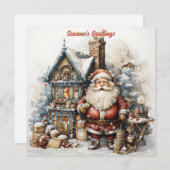 Kerstkaart met vintage Sinterklaas (Voorkant / Achterkant)