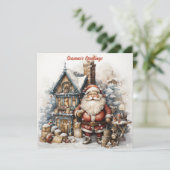 Kerstkaart met vintage Sinterklaas (Staand voorkant)