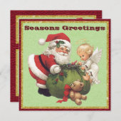 Kerstkaart met vintage Sinterklaas en engeltje (Voorkant / Achterkant)