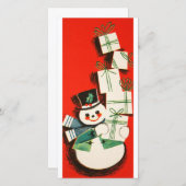 Kerstkaart met vintage sneeuwman (Voorkant / Achterkant)
