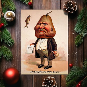 Kerstkaart met vintage Victoriaanse chagrijnige pe Feestdagen Kaart