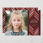 Kerstkaart met visgraatpatroon - Maraschino (Voorkant / Achterkant)