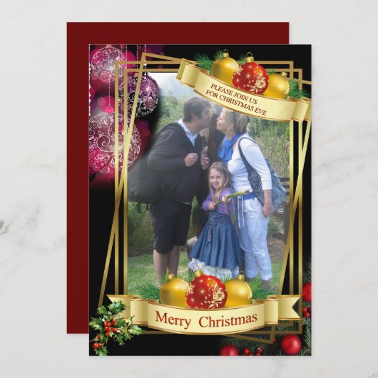 Kerstkaart met vlak ontwerp (Voorkant / Achterkant)