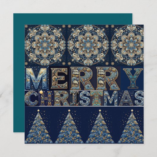 Kerstkaart met vlak ontwerp (Voorkant / Achterkant)