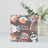 Kerstkaart met vlak ontwerp (Staand voorkant)