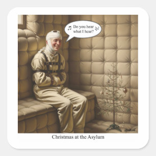 Kerstkaart met vlak ontwerp vierkante sticker