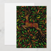 Kerstkaart met volks kunst rendieren (Voorkant / Achterkant)